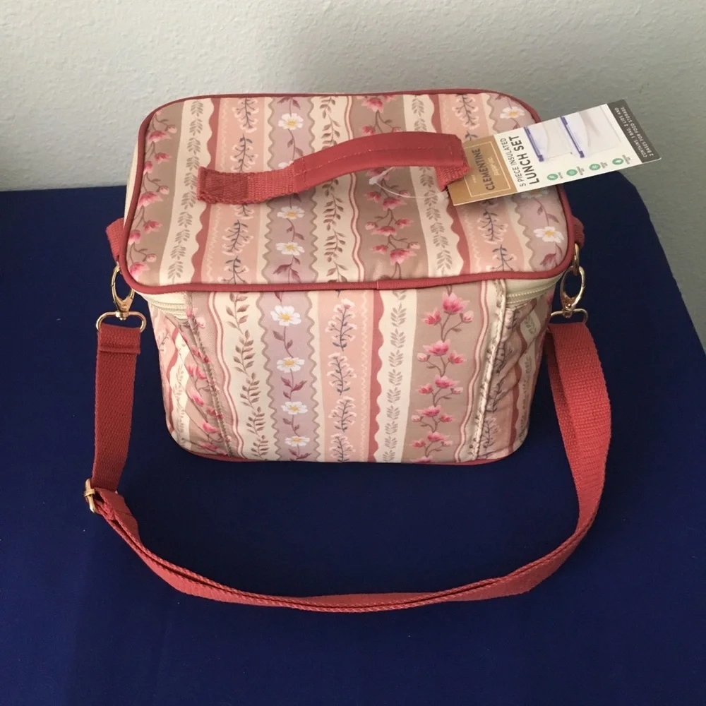 Vintage Flower and Vine Lunch Bag Set With Accessories